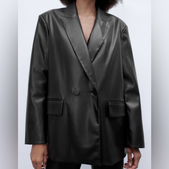 Zara Faux Leather Oversized Blazer NWT - Picture 6 of 8